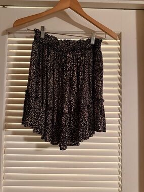 Z Supply Black Mini Skirt with Cream Dot Pattern